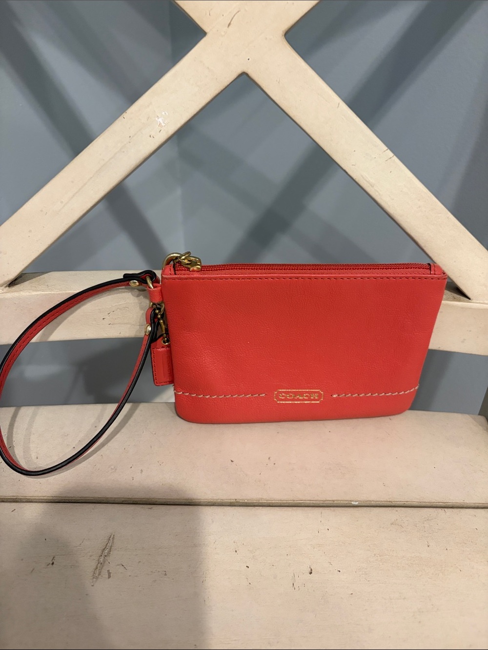 Coach coral Leather Wristlet Pouch